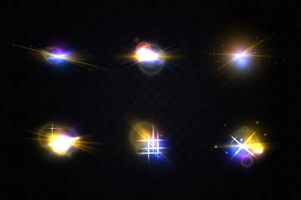 Σετ Ρεαλιστικής Λάμψης Φωτός Τονίστε Λαμπερά Αποτελέσματα Φωτογραφία Φως Κάμερα — Διανυσματικό Αρχείο