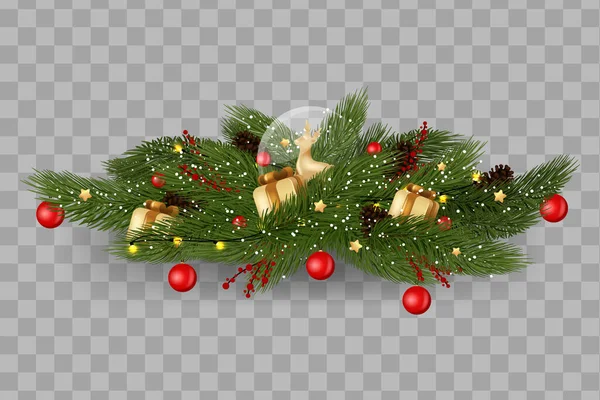 Decoración Navidad Decoración Navidad Conjunto Elementos Para Diseño Guirnalda Vacaciones — Archivo Imágenes Vectoriales