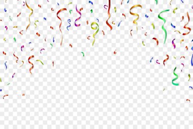 Şeffaf arka planda izole edilmiş renkli parlak konfeti. Yeni yıl, doğum günü, sevgililer günü tasarım öğesi. Tatil arkaplanı.
