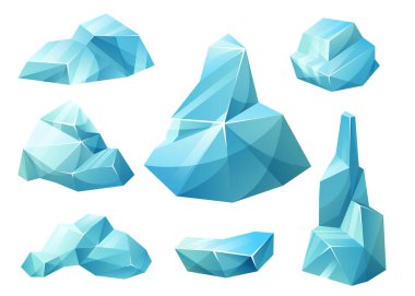 Buzullar, buzdağı parçaları, mavi buz blokları, donmuş su ve kar. Buz kristalleri, buzdağının kırılan buz parçaları, buz saçakları, donmuş buz blokları, buz dağları.