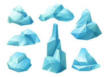 Buzullar, buzdağı parçaları, mavi buz blokları, donmuş su ve kar. Buz kristalleri, buzdağının kırılan buz parçaları, buz saçakları, donmuş buz blokları, buz dağları.