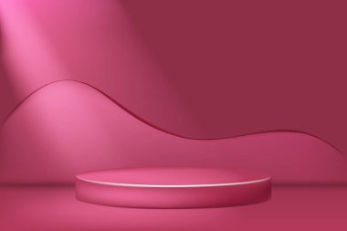 Beyaz 3d yuvarlak podyum vektör çizimi. Sahne arkası. Yuvarlak kaide. Işıklı sahne podyumu, Sahne Podyumu Sahnesi
