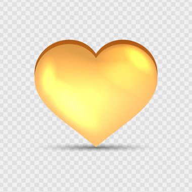 Golden metal heart. Realistic 3d gold hearts design. Vector illustration