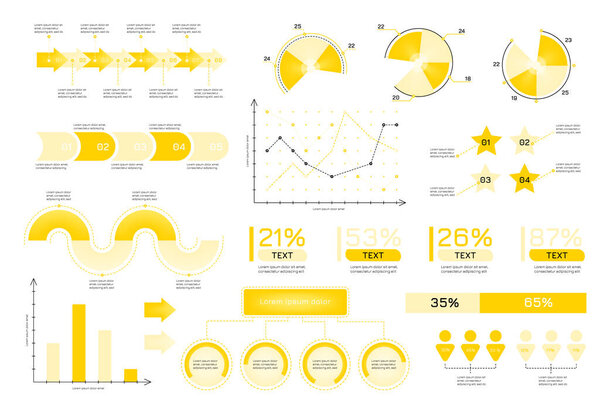 Infographic Elements. Abstract data visualization, marketing charts and graphs.