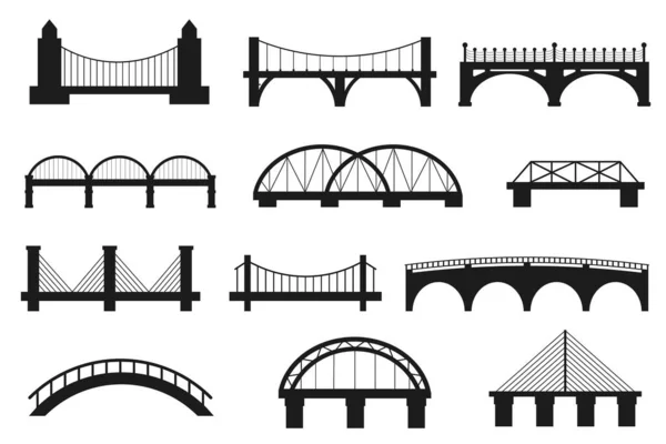Icônes Symboles Pont Arche Jeu Icônes Vectorielles Pont — Image vectorielle