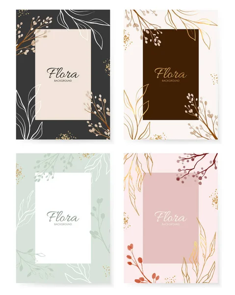 Modern Floral Frame Elegant Abstract Background Universal Hand Drawn Floral — Stockvektor