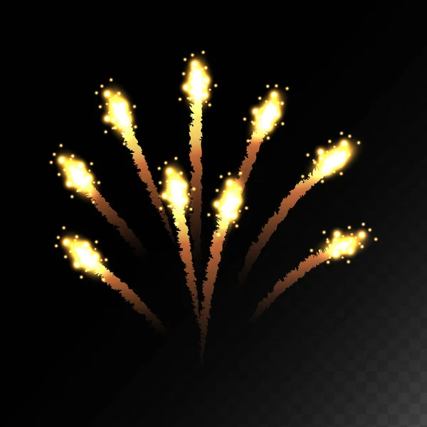 Φωτεινά Πολύχρωμα Πυροτεχνήματα Πυροτέχνημα Πυρκαγιά Ρουκέτες Έκρηξη — Διανυσματικό Αρχείο