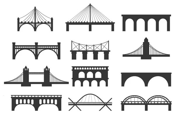 Bridge Arch Icons Symbols Bridge Vector Icon Set — Stock vektor