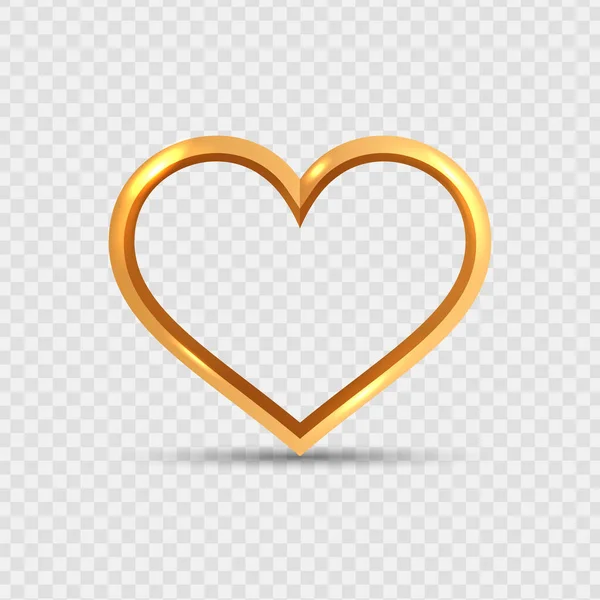 Altın Metal Kalp Gerçekçi Altın Kalp Tasarımı Vektör Illüstrasyonu — Stok Vektör