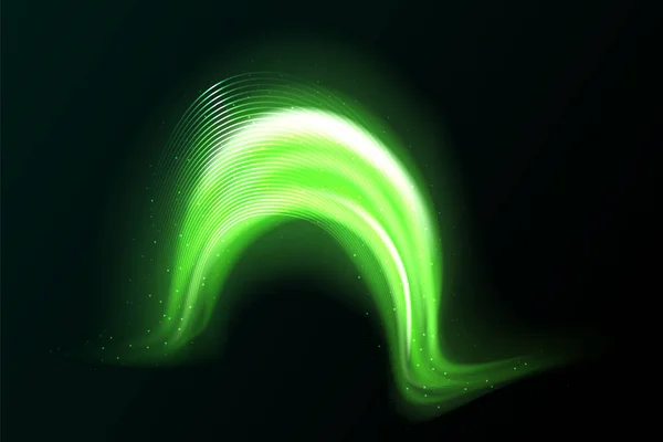 Verde Claro Twirl Curva Efeito Luz Linha Verde Círculo Verde — Vetor de Stock