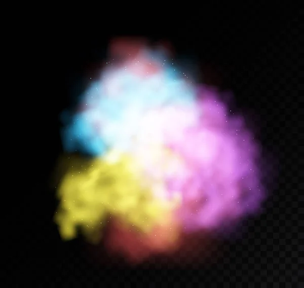 Holi Färg Pulver Färg Explosion Realistisk Stänk Färgstoft Med Partiklar — Stock vektor