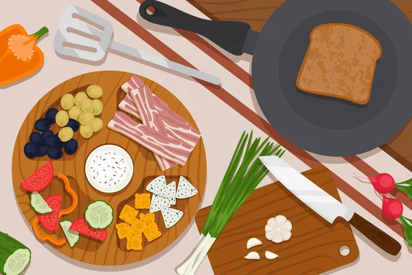 Їжа Банер Приготування Їжі Кухарі Роботі Кухні — стоковий вектор