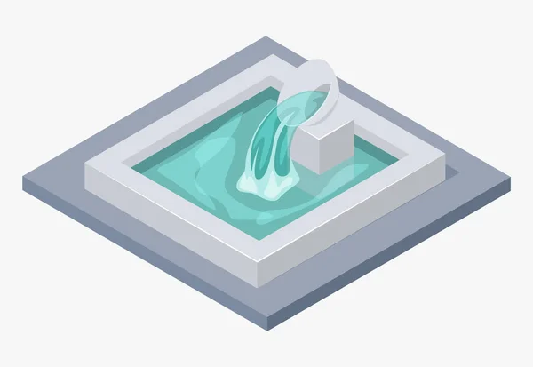 Fontaine Isométrique Avec Parc Extérieur Illustration Vectorielle Isolée Cascade Eps10 — Image vectorielle
