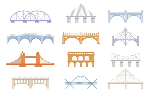 Bridge Construction Vector Cartoon Set Icon Color Graphic Design Set — Stock vektor