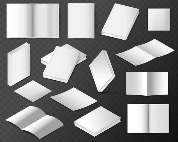 Leere Buch Attrappe Realistisches Blankobuch Hardcover Verschiedenen Winkeln Anwendbar Für — Stockvektor