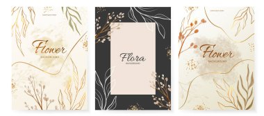 Modern Floral Frame. Elegant abstract background. Universal hand drawn floral templates in warm colors perfect for an autumn or summer wedding and birthday invitations