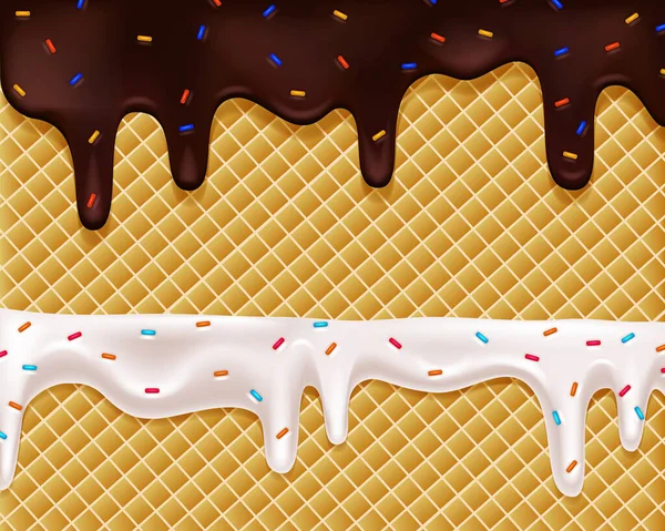 Realistic Drip Cream Drops Melt Drops Sprinkles Melted White Sweet — Archivo Imágenes Vectoriales