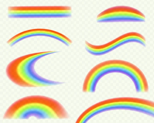 彩虹的不同形状是孤立的 折射装置 泄漏照明弹覆盖 彩虹太阳光效果 — 图库矢量图片