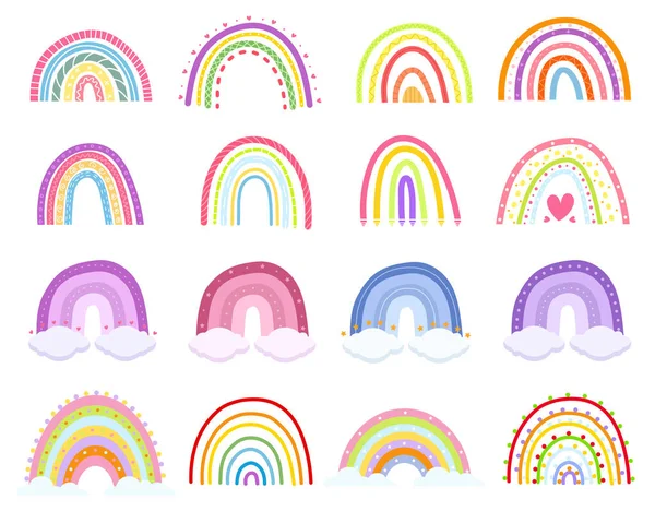 Arco Íris Dos Desenhos Animados Arcos Íris Coloridos Coração Nuvem — Vetor de Stock