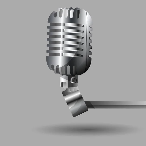 Stüdyo Mikrofonlu Gerçekçi Bir Pankart Grunge Kolaj Elementli Karaoke Afişi — Stok Vektör