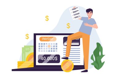 Ödeme günü kredi takvimi konsepti. Aylık ödeme vektör çizimi.