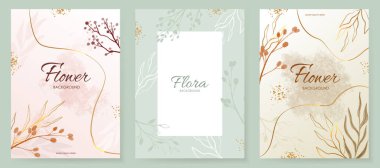 Modern Floral Frame. Elegant abstract background. Universal hand drawn floral templates in warm colors perfect for an autumn or summer wedding and birthday invitations
