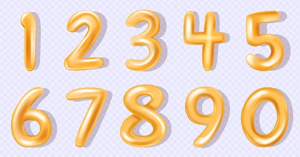 Balões Golden Number Amarelo Volume Números Renderização Festa Aniversário Comemorar —  Vetores de Stock