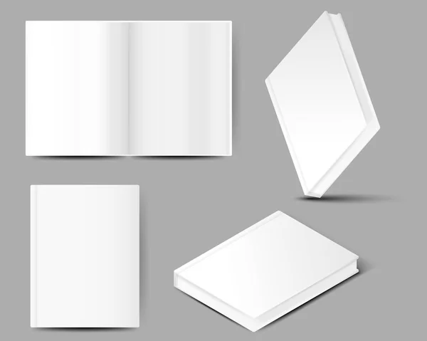 Ensemble Maquette Livre Vide Livre Blanc Réaliste Couverture Rigide Sous — Image vectorielle