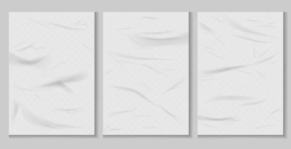 接着紙のしわ効果 ベクトル現実的な背景 白いぬれた紙のポスターのテンプレートは しわの質感を設定します 現実的なベクトルポスター Mokup — ストックベクタ