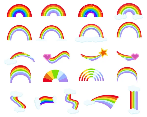 Arco Íris Dos Desenhos Animados Arcos Íris Coloridos Coração Nuvem —  Vetores de Stock