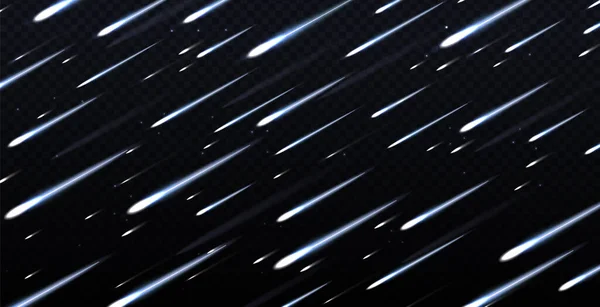 Realistisch Blauw Licht Effect Van Meteoorregen Lucht Gloeiende Kometen Met — Stockvector