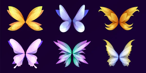 Différentes Ailes Papillon Papillon Papillon Ange Dragon Monstre Ange Ailes — Image vectorielle