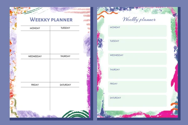 Plantillas Planificador Lindo Planificadores Diarios Semanales Mensuales Anuales Diseño Brillante — Vector de stock