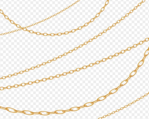 透明な背景に金の鎖が隔離された チェーンバックラウンド 豪華な鮮やかなジュエリーペンダントやクーロン 豪華なストライプベクトルデザイン — ストックベクタ