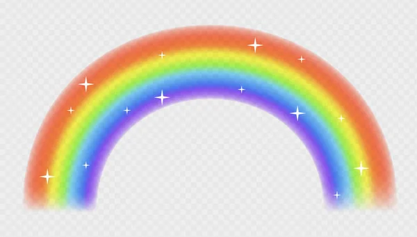 Forma Arco Iris Vector Realista Estrellas Brillantes Con Efecto Purpurina — Archivo Imágenes Vectoriales