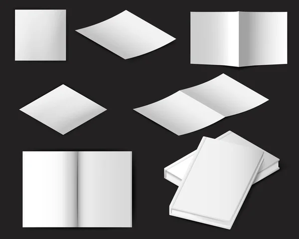 Een Set Lege Boekenmodellen Realistisch Blanco Boek Hardcover Verschillende Hoeken — Stockvector