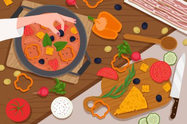 Food and cooking banner. Chefs at work in the kitchen