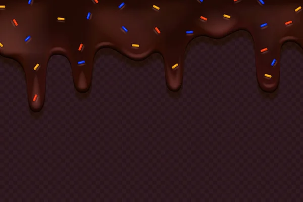 Realistische Druppel Crème Druppels Smelten Druppels Met Hagelslag Gesmolten Chocolade — Stockvector