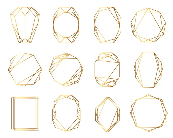 Ensemble Avec Style Géométrique Décoration Art Polyèdre Pour Invitation Mariage — Image vectorielle