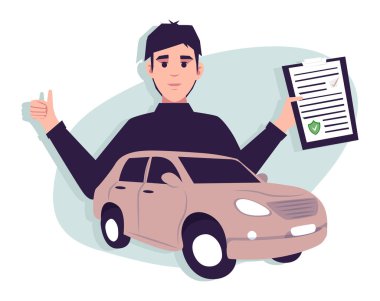 Araba sigortası konsepti. Otomobil koruması, güvenlik, güvenlik ayarları. Arabayı sigortası olan ve kırmızı otomatikle imzalayan insanlar.