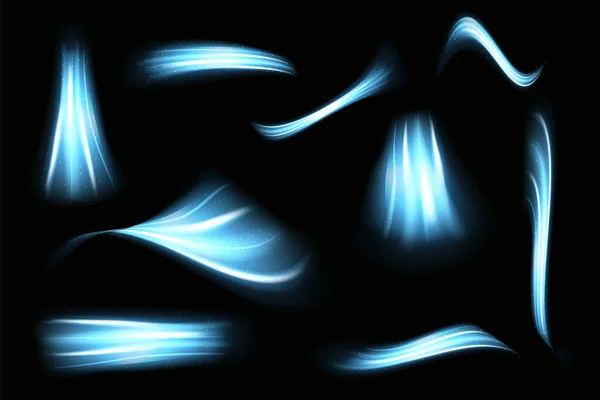 Jasnoniebieski Twirl Krzywy Efekt Świetlny Niebieskiej Linii Jasnoniebieskie Kółko Abstrakcyjny — Wektor stockowy