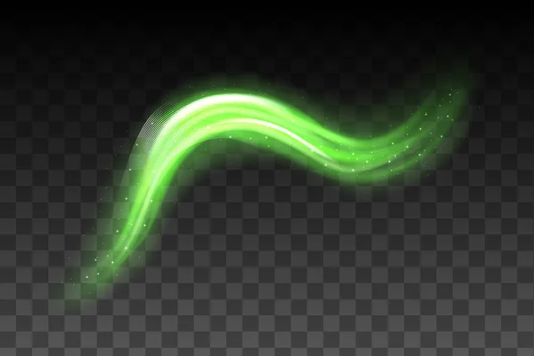Light Green Twirl Curve Light Effect Green Line Luminous Green — Stock Vector