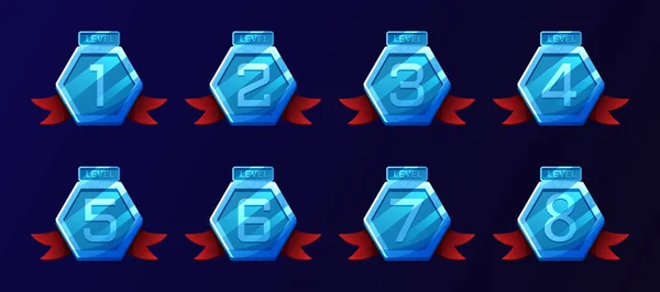 Spielabzeichen Mit Levelnummer Levelergebnisse Vektor Icon Design Für Das Spiel — Stockvektor