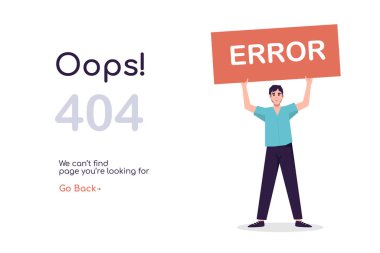 İnsan vektörlü 404 hata sayfası. Hata kavramı 404, sayfa bulunamadı, çevrimiçi servis bildirimi.