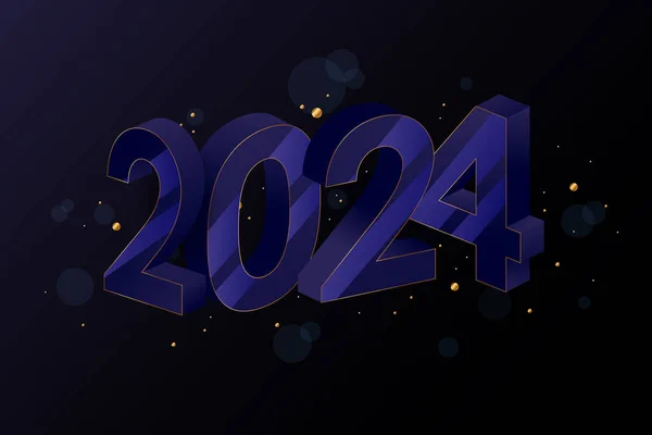 Feliz Ano Novo 2024 Com Número 2024 Feliz Ano Novo —  Vetores de Stock