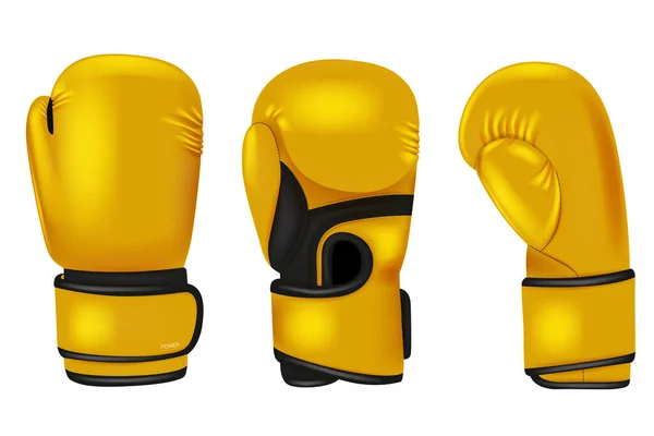 Цветные Боксерские Перчатки Спортивное Профессиональное Оборудование Боксеров Реалистичные Профессиональные Аксессуары — стоковый вектор