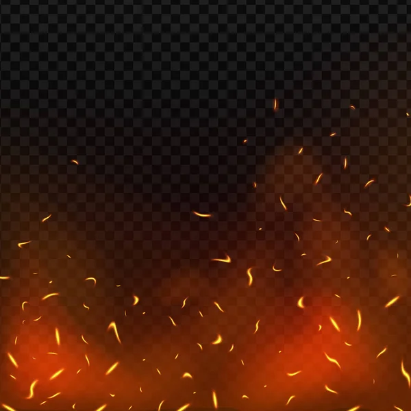 Požár Jiskří Pozadí Vektorový Realistický Tepelný Efekt Plamene Ohni Izolovaný — Stockový vektor