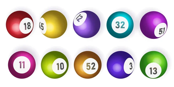 Bingo Lotería Bolas Lotería Keno Con Números Keno Realista Juego — Vector de stock