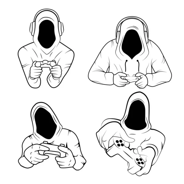 Gamer Maskottchen Logo Design Vektor Männer Kapuzenpullovern Konzeptstil Für Abzeichen — Stockvektor