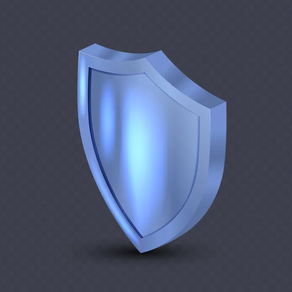 现实的蓝色盾牌矢量图解 现实孤立蓝色奖杯 3D豪华安全保护徽章 — 图库矢量图片